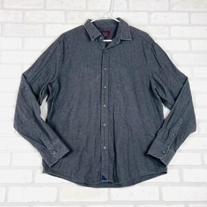 UNTUCKit Mens Flannel Button Down Shirt Charcoal Gray Brushed Cotton Large